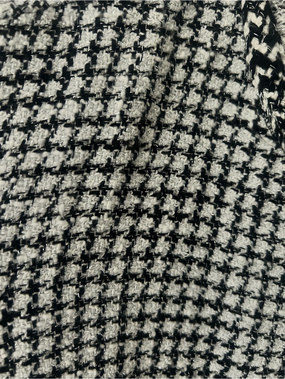 Black & White Tweed Collarless Jacket with Frayed edge detailing - Picture 6 of 17